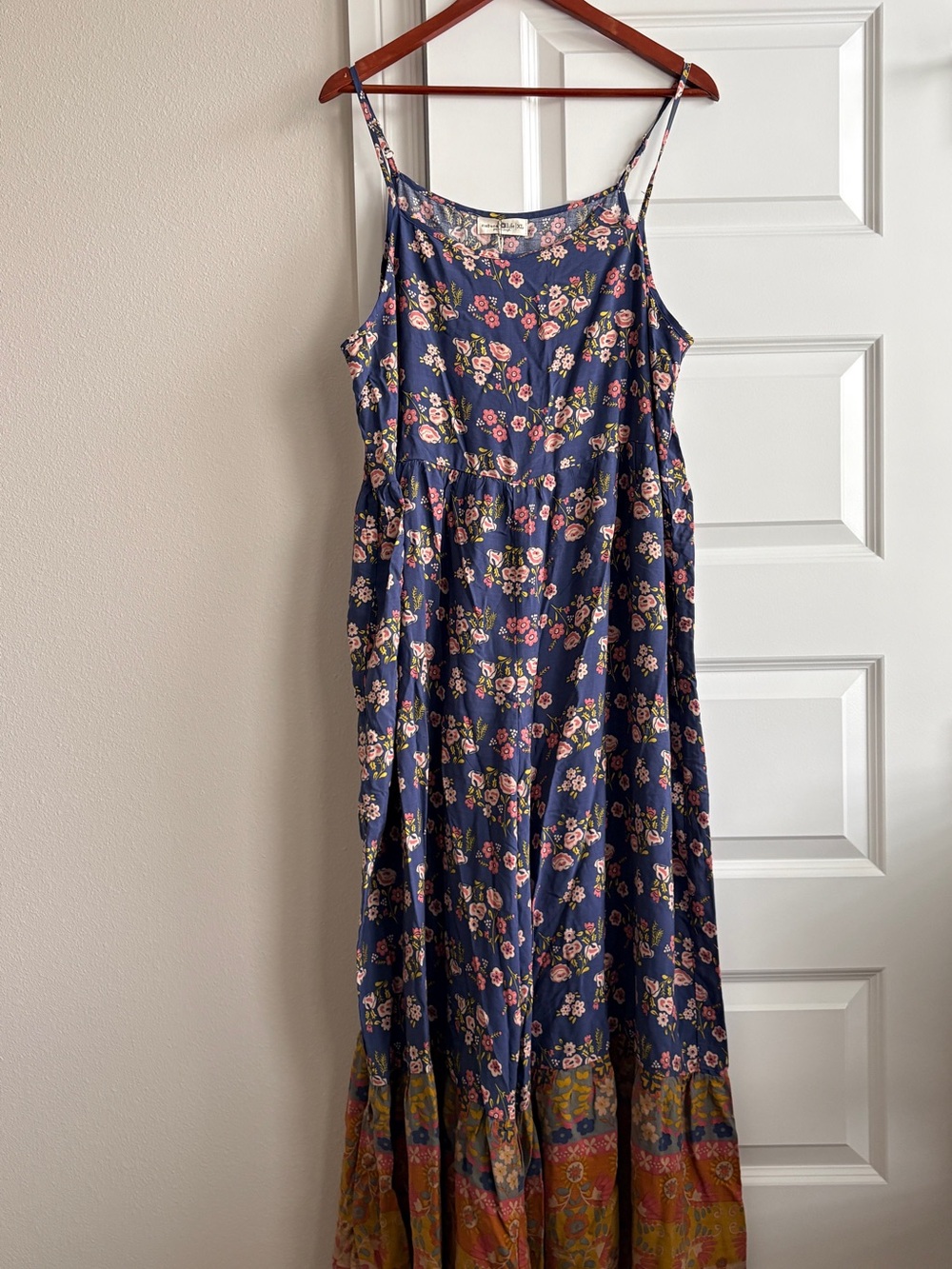 NATURAL LIFE Zoe Wide-Leg Jumpsuit - Slate Floral Blooms NWT boho